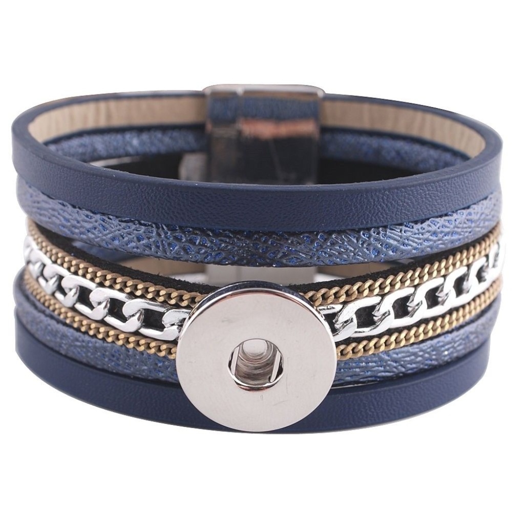 Snap Button Jewelry Blue Bangle Style Bracelet